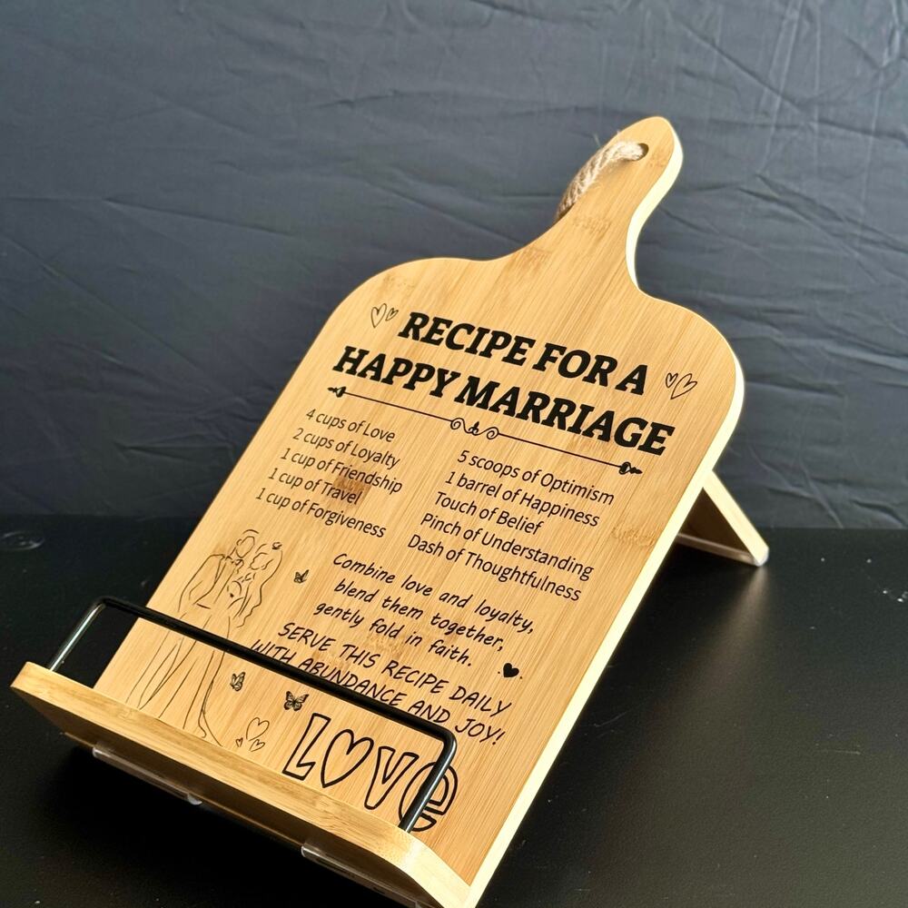 Bamboo Cookbook Stand- Recipe for a Happy Marriage